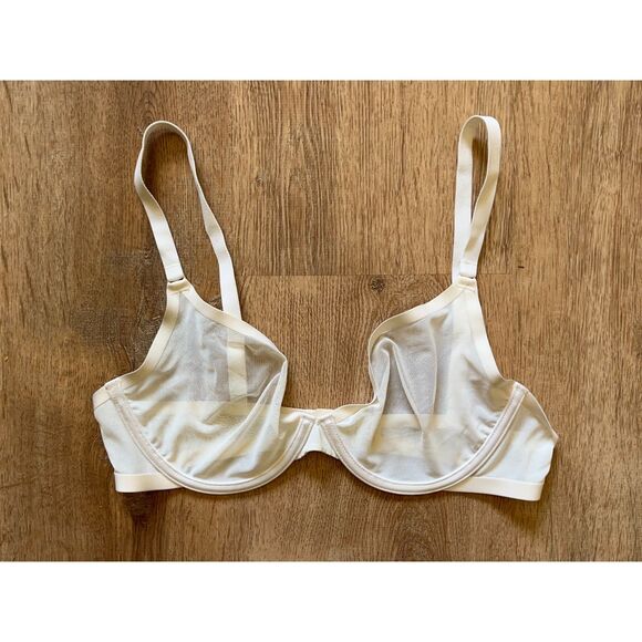 CUUP White Sheer The Plunge Bra   Women's Size 34C - Picture 1 of 5